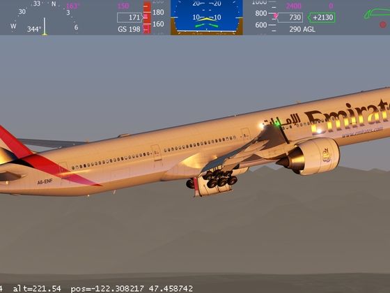 B777 Emirates taking off from Seattle